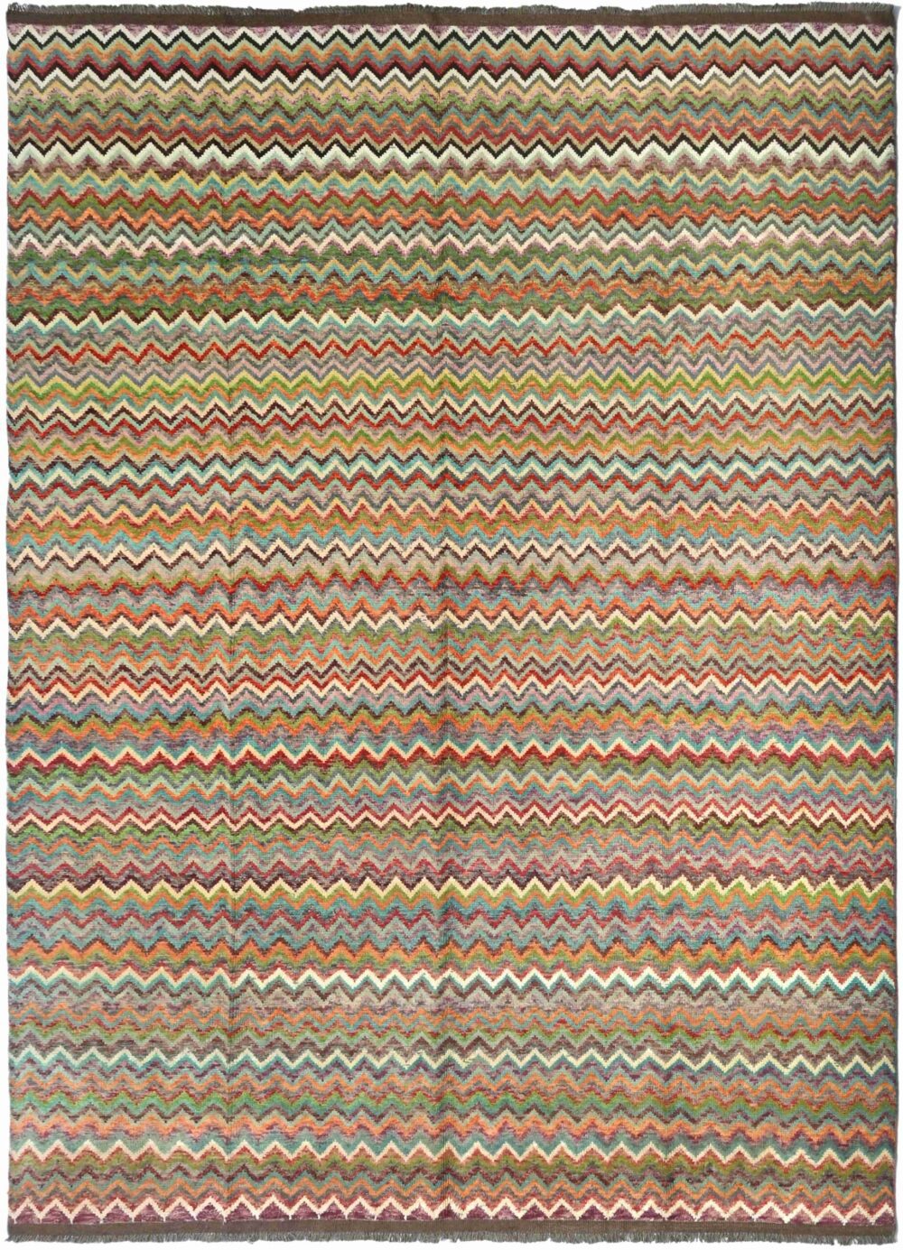 Handmade Rugs Moroccan rugs Material Spun wool in rectangular Shape pattern Zigzag color multicolor size 11 x 8 by Zetta Rugs