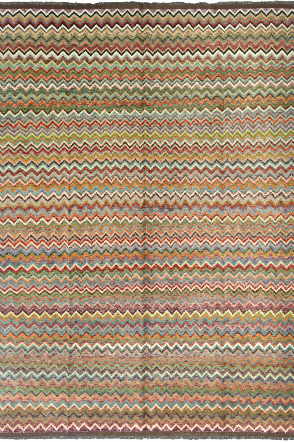 Handmade Rugs Moroccan rugs Material Spun wool in rectangular Shape pattern Zigzag color multicolor size 11 x 8 by Zetta Rugs