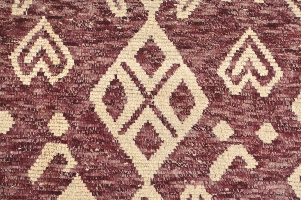 Handmade Moroccan rugs Material Spun wool in rectangular Shape pattern geometrical color Dark red size 12 x 9 by Zetta Rugs