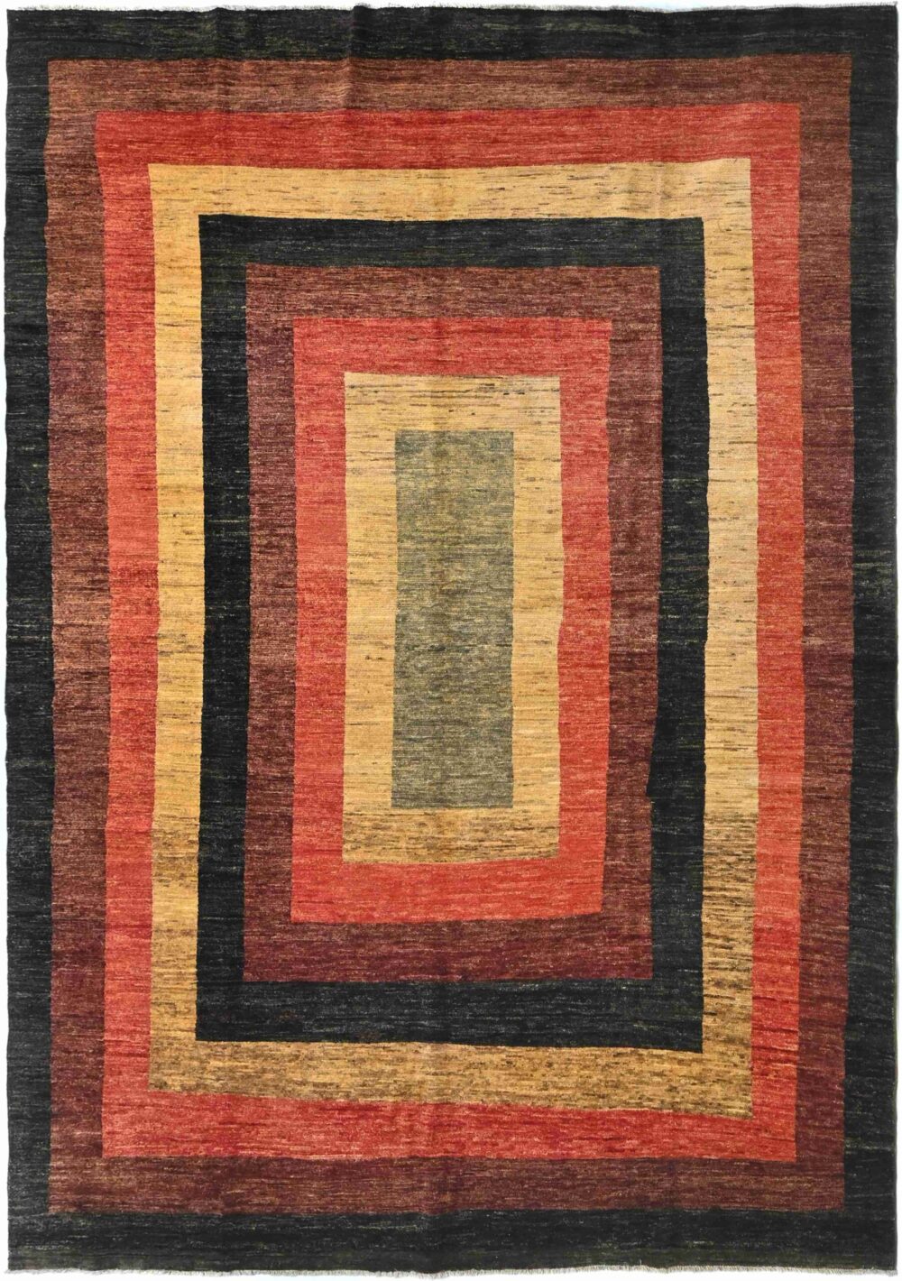 Handmade Modern Gabbah Material Spun wool in rectangular color pattern basic color Black the size 11 x 8 by Zetta Rugs