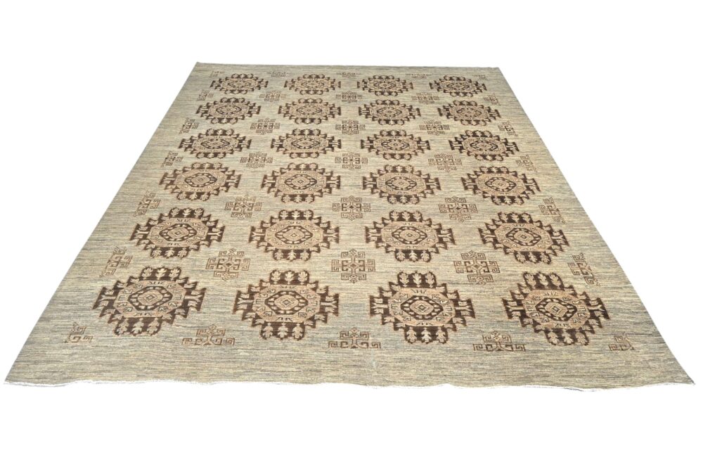 Handmade Chobi rugs Material Spun wool in rectangular Shape pattern benzene color Brown size 10 x 8 by Zetta Rugs