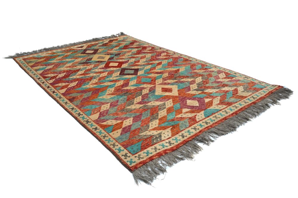 Handmade Moroccan rugs Material Spun wool in rectangular Shape pattern geometrical color multicolor size 10 x 7 by Zetta Rugs