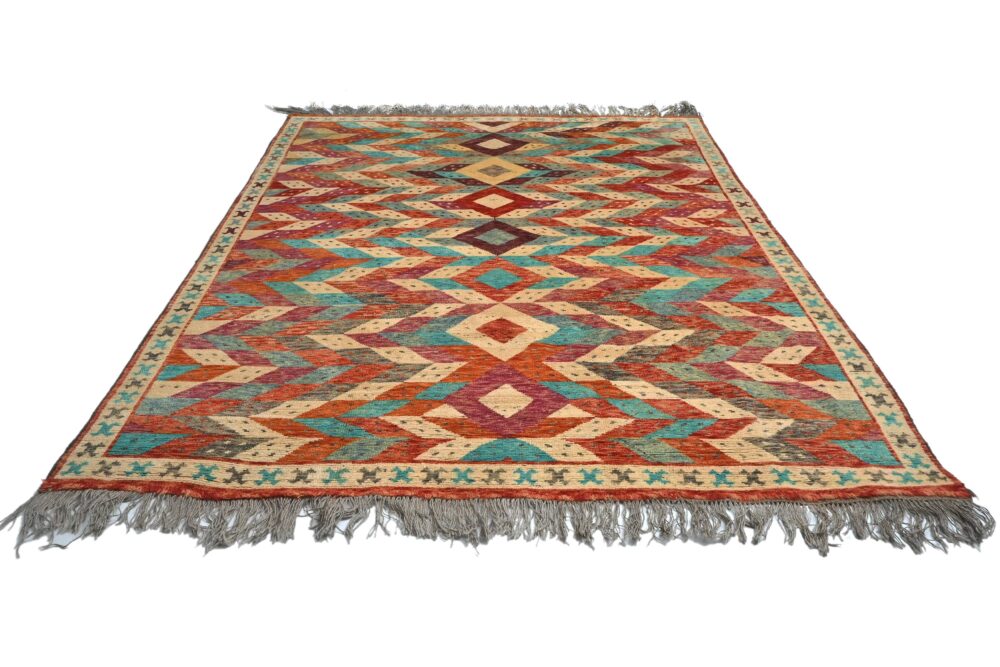 Handmade Moroccan rugs Material Spun wool in rectangular Shape pattern geometrical color multicolor size 10 x 7 by Zetta Rugs