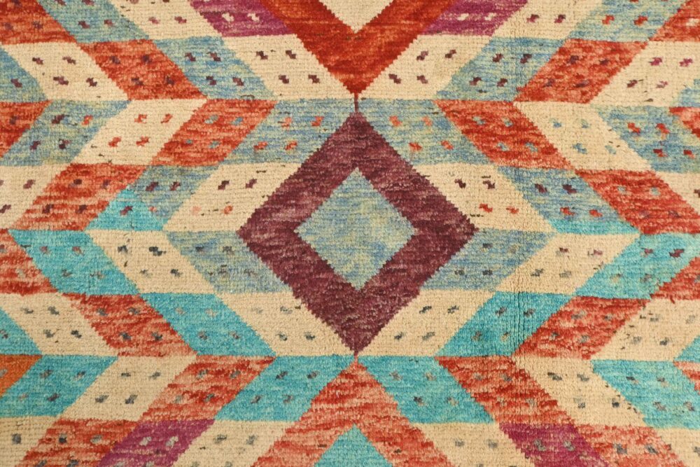 Handmade Moroccan rugs Material Spun wool in rectangular Shape pattern geometrical color multicolor size 10 x 7 by Zetta Rugs