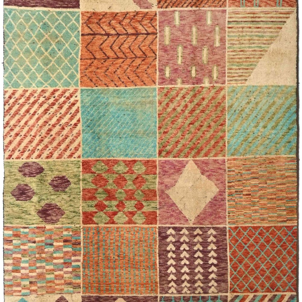 Handmade Moroccan rugs Material Spun wool in rectangular Shape pattern Cubic color multicolor size 10 x 6 by Zetta Rugs