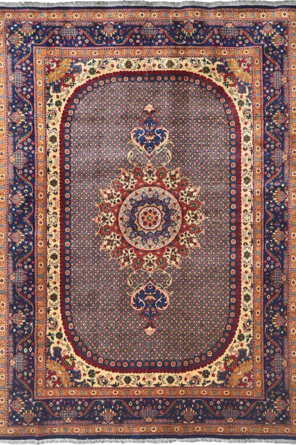 Khawaja Roshnai rug, size 8' x 6' rugs featuring intricate traditional patterns with a central medallion design, surrounded by floral and geometric motifs in rich colors, perfect for enhancing the elegance of a living room