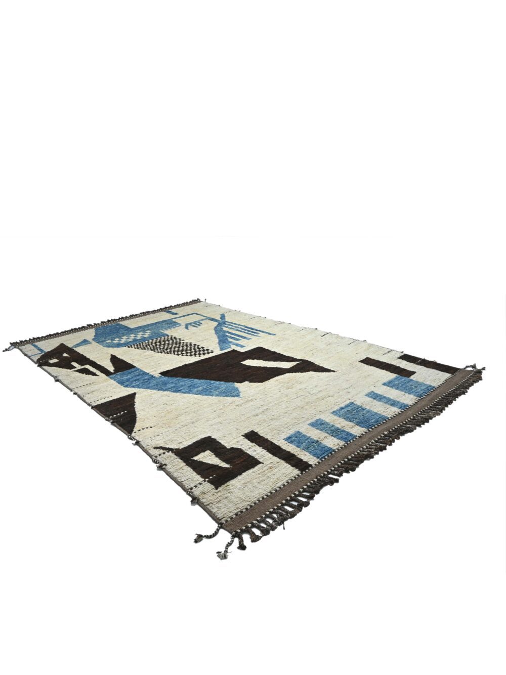 Shop this stunning 13' x 9' Moroccan rug with geometric patterns, perfect for enhancing your living room's style and comfort