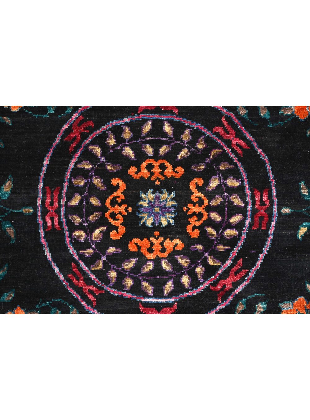 Chobi rug size 10' x 8' featuring intricate floral and bird motifs in vibrant colors, perfect for adding elegance to a living room